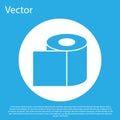 Blue Toilet paper roll icon isolated on blue background. White circle button. Vector Illustration Royalty Free Stock Photo