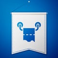 Blue Toilet paper roll icon isolated on blue background. White pennant template. Vector Royalty Free Stock Photo