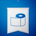 Blue Toilet paper roll icon isolated on blue background. White pennant template. Vector Royalty Free Stock Photo