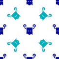 Blue Toilet paper roll icon isolated seamless pattern on white background. Vector Royalty Free Stock Photo