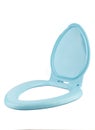 Blue toilet seat with a lid on a white background. Royalty Free Stock Photo