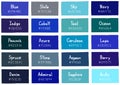 Blue Tone Color Shade Background with Code and Name