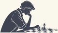 Strategy Chess Game Thinker Silhouette Design, vector design Generative AI Royalty Free Stock Photo