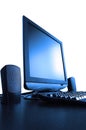 Blue-toned LCD screen with speackers Royalty Free Stock Photo