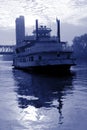 Blue Toned River Boat Royalty Free Stock Photo