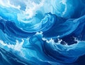 3d render blue tones water waves abstract background design Royalty Free Stock Photo