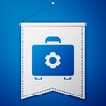 Blue Toolbox icon isolated on blue background. Tool box sign. White pennant template. Vector Illustration Royalty Free Stock Photo