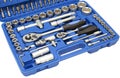 Blue toolbox with multiple tools Royalty Free Stock Photo