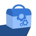 Blue tools box with a gear illustration. vector illustration