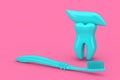 Blue Tooth and Tooth Brush with Toothpaste in Duotone Style. 3d Rendering
