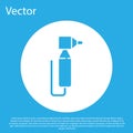 Blue Tooth drill icon isolated on blue background. Dental handpiece for drilling and grinding tools. White circle button Royalty Free Stock Photo