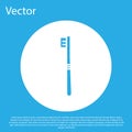 Blue Toothbrush icon isolated on blue background. White circle button. Vector Illustration Royalty Free Stock Photo