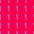 Blue Toothbrush icon isolated seamless pattern on red background. Vector Royalty Free Stock Photo