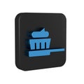 Blue Toothbrush with toothpaste icon isolated on transparent background. Black square button. Royalty Free Stock Photo