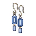 Blue topaz earrings icon, cartoon style Royalty Free Stock Photo