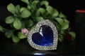 Blue topaz It is a heart shaped pendant necklace, surrounded by precious diamonds Royalty Free Stock Photo