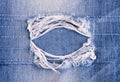 Blue torn denim jeans texture