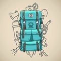 Blue tourist backpack Royalty Free Stock Photo