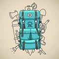 Blue tourist backpack