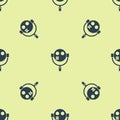 Blue Tourist binoculars icon isolated seamless pattern on yellow background. Binoculars telescope on the observation Royalty Free Stock Photo