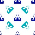 Blue Tourist tent icon isolated seamless pattern on white background. Camping symbol. Vector