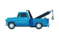 Blue Tow Truck, Evacuation Car, Road Assistance Service Flat Vector Illustration
