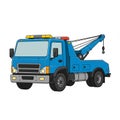 Blue tow truck illustration with a robust design, featuring a front cab with large side Royalty Free Stock Photo