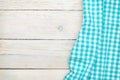 Blue towel over wooden kitchen table Royalty Free Stock Photo