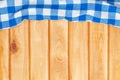 Blue towel over wooden kitchen table Royalty Free Stock Photo