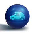 Blue Toy car icon isolated on white background. Blue circle button. Vector Royalty Free Stock Photo