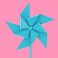 Blue Toy Pinwheel Windmill. 3d Rendering Royalty Free Stock Photo
