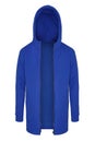 Blue tracksuit unzipped with hood