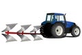 Blue tractor with plough