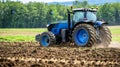 The blue farming tractor. AI generated Royalty Free Stock Photo