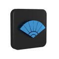 Blue Traditional paper chinese or japanese folding fan icon isolated on transparent background. Black square button. Royalty Free Stock Photo