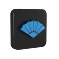 Blue Traditional paper chinese or japanese folding fan icon isolated on transparent background. Black square button. Royalty Free Stock Photo