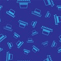 Blue Traditional spanish hat icon isolated seamless pattern on blue background. Vector Royalty Free Stock Photo