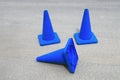 Blue traffic cones under construction web site sign Royalty Free Stock Photo