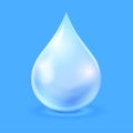 Blue tranparent shiny water drop. Vector illustration Royalty Free Stock Photo