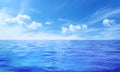 Blue tranquil sea and sky background. 3D illustration Royalty Free Stock Photo