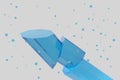 Blue transparent broken crystal podium antigravity light background 3d illustration