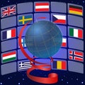 Globe and flags of some European countries Royalty Free Stock Photo