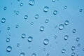 Blue transparent water drops, cosmetic texture