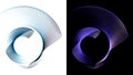 The blue transparent wavy planes rotate and create a circular frame on white and black backgrounds. Graphic design elements set. Royalty Free Stock Photo