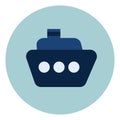 Blue transportation ship, icon