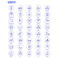 Blue Transportation Web Icons Set