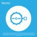 Blue Trap hunting icon isolated on blue background. White circle button. Vector