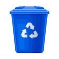 Blue Trash Bin for Garbage Recycle and Zero Waste Life Vector Illustration