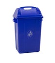 Blue trash bin isolated on white Royalty Free Stock Photo