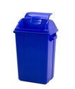 Blue trash bin isolated on white Royalty Free Stock Photo